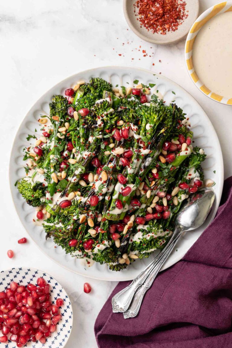 Savory Grilled Broccolini Drizzled with Zesty Lemon Tahini Bliss